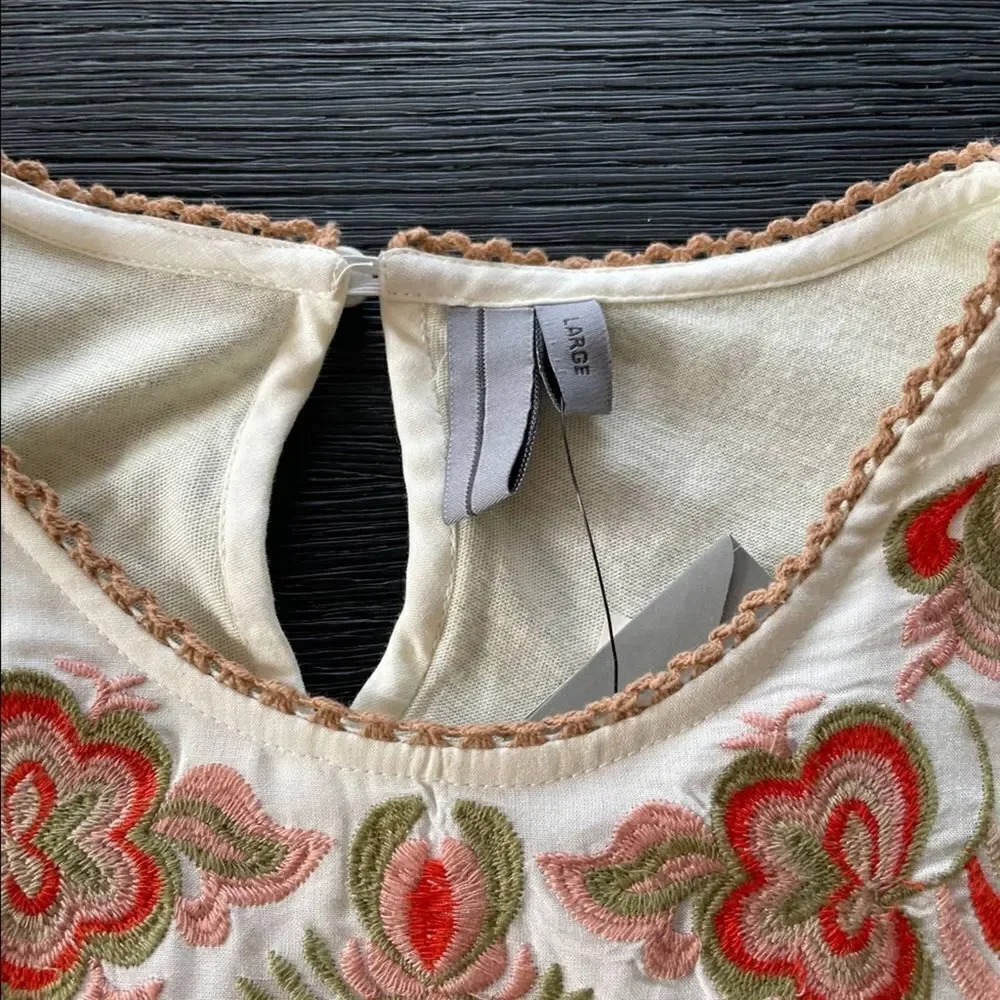 ANTHROPOLOGIE NWT Bl-nk Tali Embroidered Lace Top LARGE
